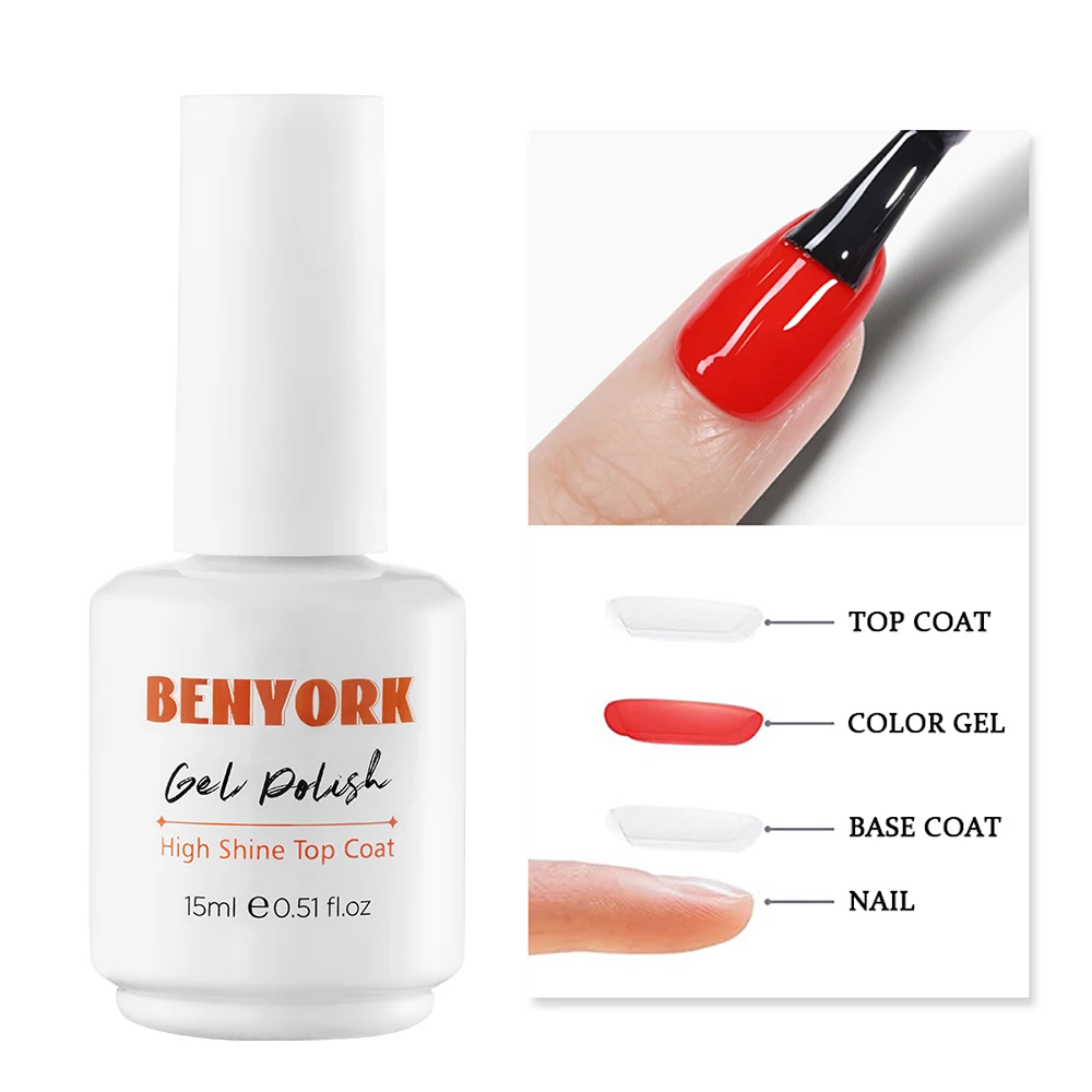 Wholesale High Shine Top Coat Super Transparent High Hardness Top Coat Gel Polish 15ml