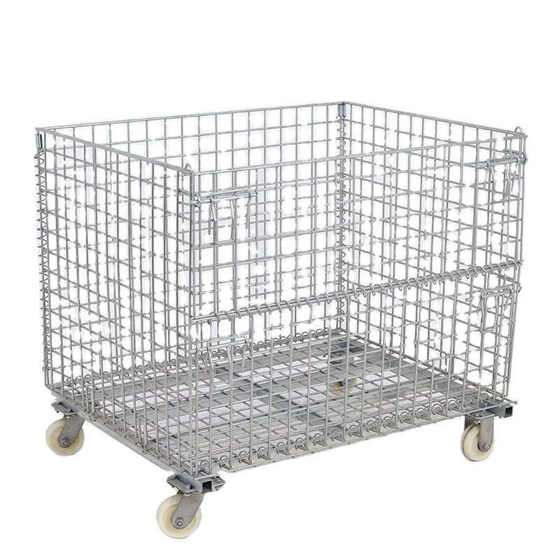 Safe and Reliable stackable logistic table trolley mesh logistics storage cage