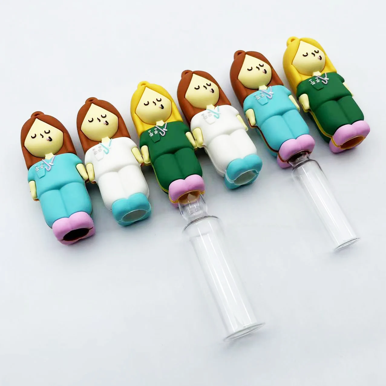 Wholesale Needle Shape Ampule Breaker Keychain Rubber Nurse Ampoule Opener Keyring Custom Breaker Keychain for Ampoule Bottle