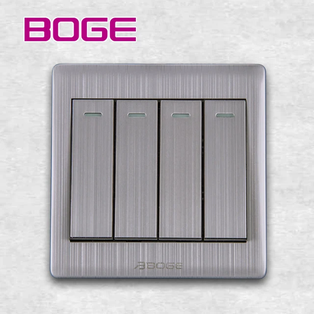BOGE Manufacturers Electronic UK Light Hotel Switch 4 Gang 1 Way AC Electric Wall Switch for Home