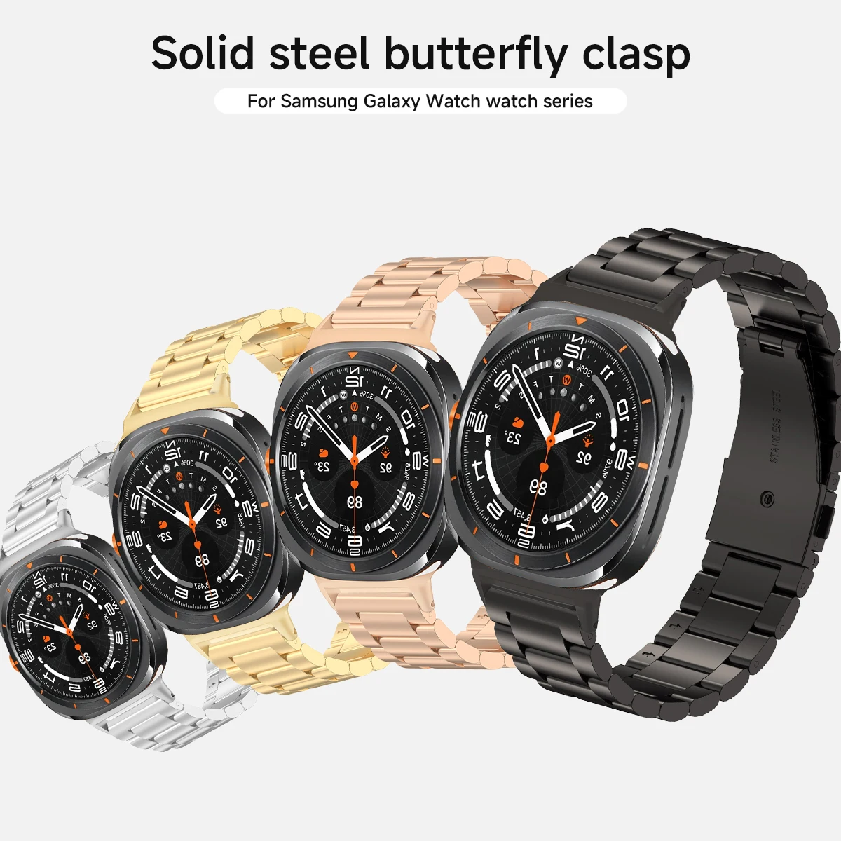 Quick Fit Stainless Steel Strap for Samsung Galaxy Watch 7 Ultra 47mm Metal Bracelet for Galaxy Watch 7 Replacement Accessories