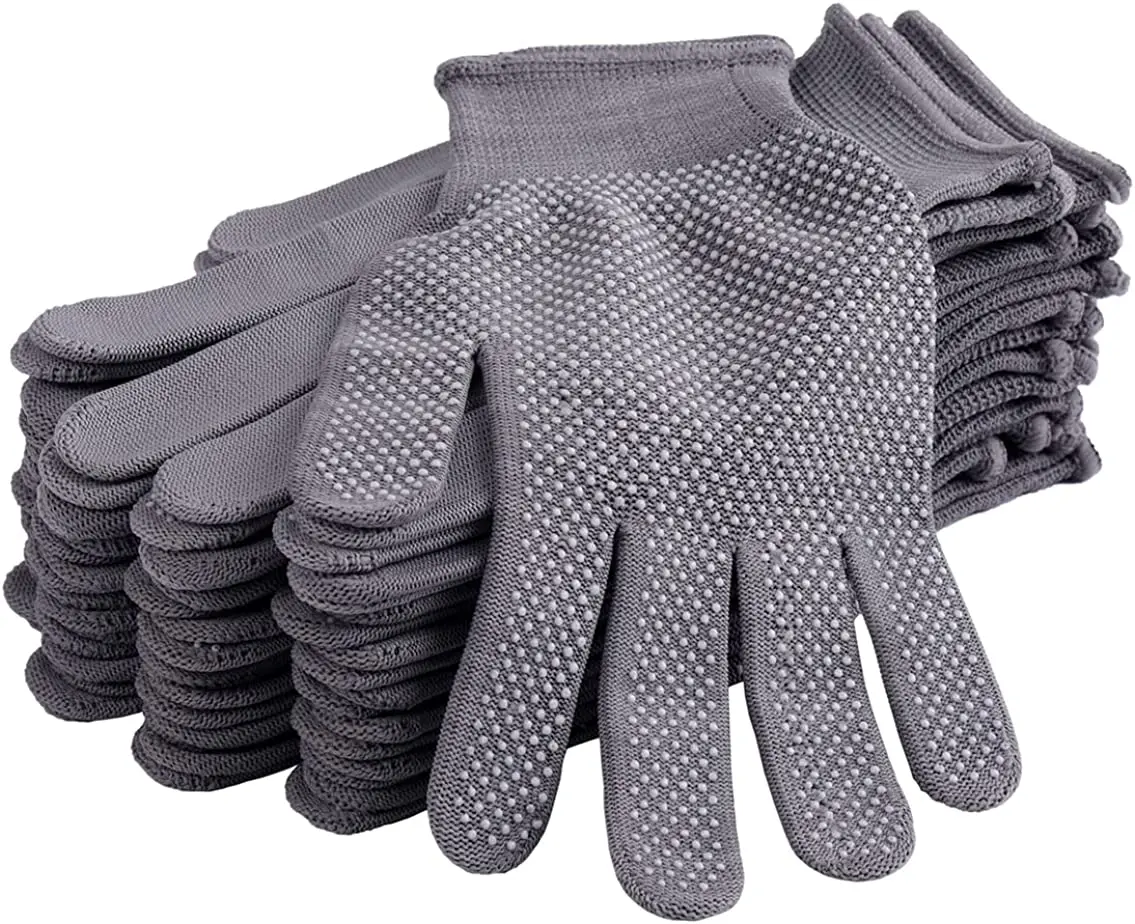 13 Gauge Knitted Polyester PVC Dots Gloves Nylon PVC Dotted Gloves for Work Working Hand Inspection Gloves