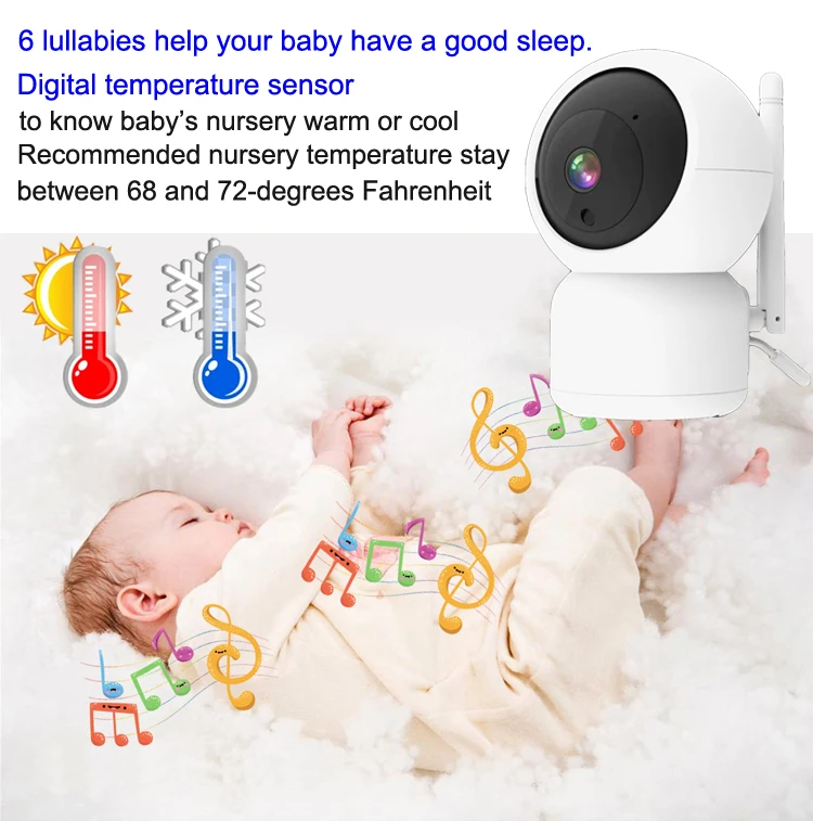 smart sound detection baby crying detection video baby monitor ip camera with wall mount holder