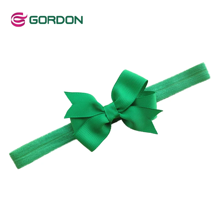 Gordon Ribbon  Colorful Elastic Headband Hairband  Hair Bow For Baby Girl With Black Strap