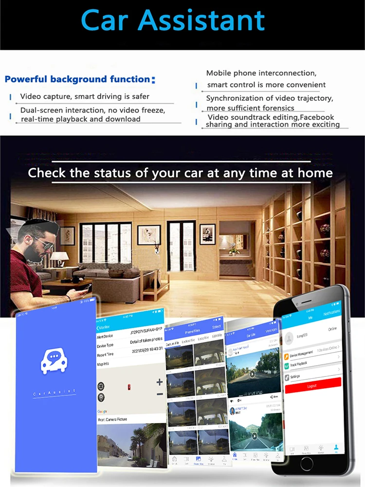 Car Black box 3 camera 7Inch Small Vehicle Night Vision Car Dvr 4G Video Recorder Dashboard Front Rear Camera Dash Cam