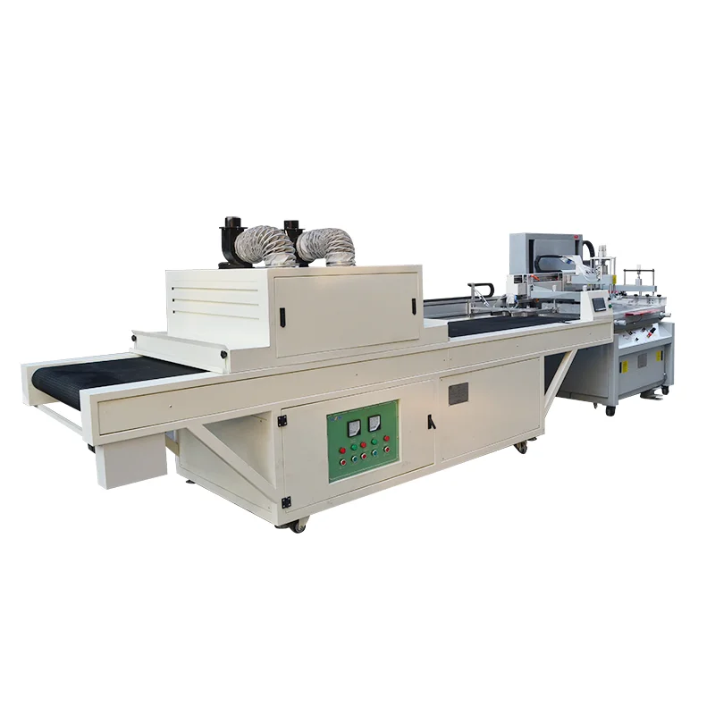 Paper UV Spot Flatbed Screen Printing Machine with UV  Curing Dryer Tunnel Machine