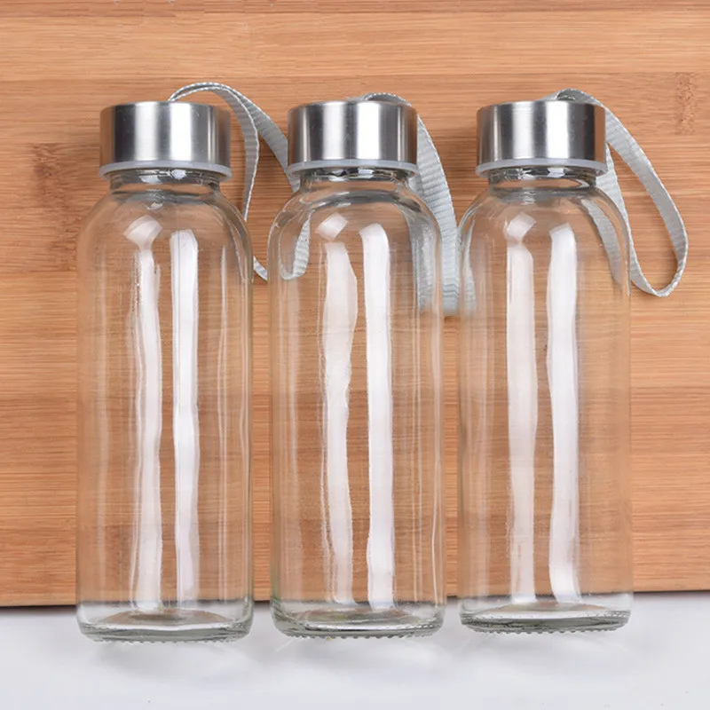 Factory Sale Beverages Juice 18oz Glass Water Bottles 500ml 750ml Sports Water Bottle With Silicone Sleeves and Stainless Steel