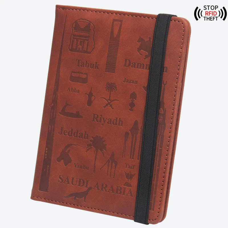 Embossed logo customizable passport holder Middle East travel building ticket holder anti-magnetic RFID solid  passport souvenir