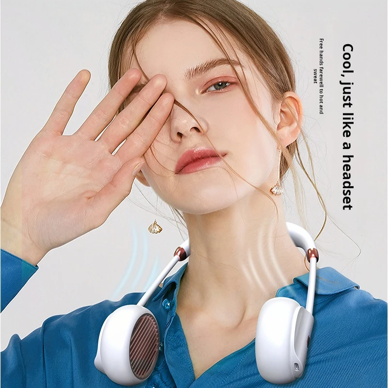 Best Seller 2000mah Wearable Leafless Fan Rechargeable Battery Powered Bladeless Cooling Usb Mini Portable Neck Fan