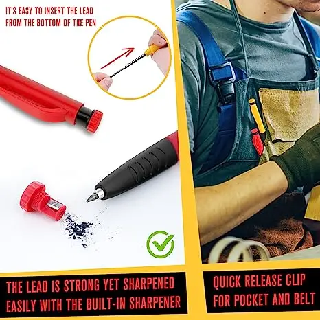 2023 New Design 2.8mm Mechanical Deep hole Marker  Carpentry Pencil with sharpener