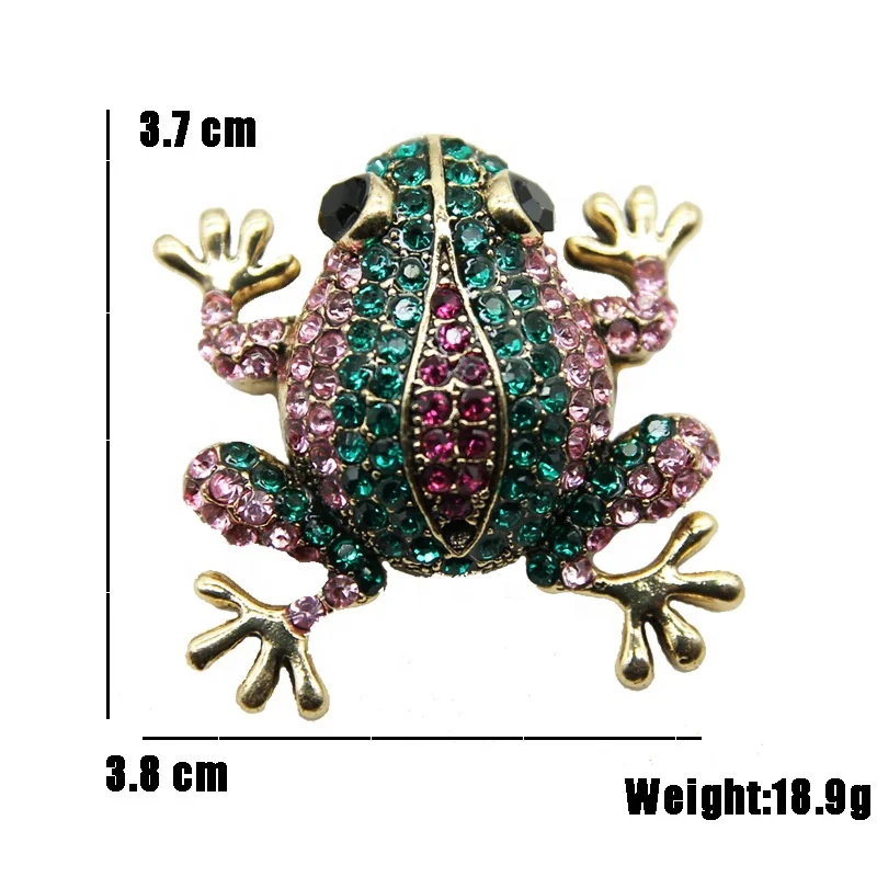 Rhinestone Frog Brooches for Women Vintage Fashion Animal Brooch Pin Cute Vivid Carton Style Jewelry
