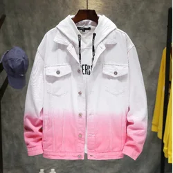 Мужская Уличная одежда в стиле «хип-хоп», персональный градиент Slim fit утепленная джинсовая куртка модная однотонная хлопковая футболка дизайн; Простая и подходит для повседневного ношения, джинсовая куртка