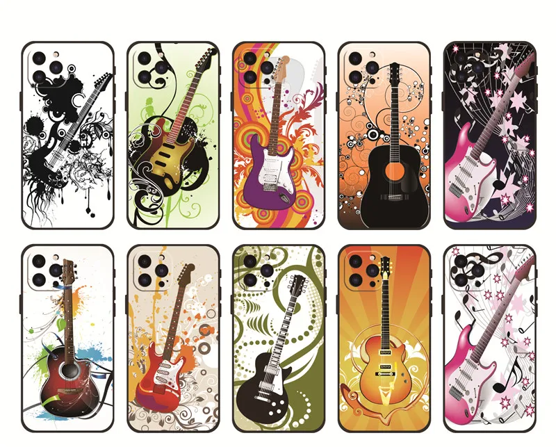 Music lover Guitar pattern Custom Phone Case in Stock for iphone 13 pro max 14 12pro Mobile phone bags cases