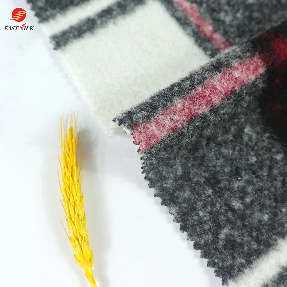 Classic check textiles 400gsm woven coat fleece textiles tweed garment fabric wool plaid fabrics for clothing