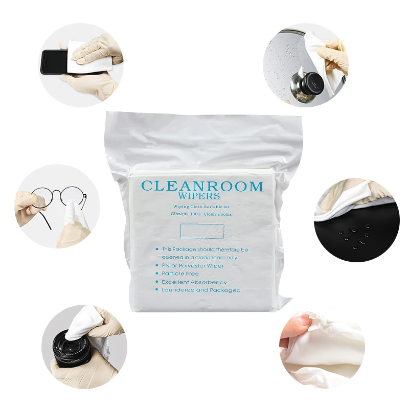 Cleanroom wiper 100% polyester industrial cleaning cloth dust-free cloth clean room microfiber wipers esd cleanroom wiper