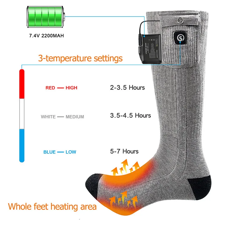 Изготовленный На Заказ брендовые зимние 7,4 V 2200mah литий-ионная аккумуляторная батарея Электрическая аккумуляторная машинка для стрижки с подогревом носки для лыжного спорта на открытом воздухе
