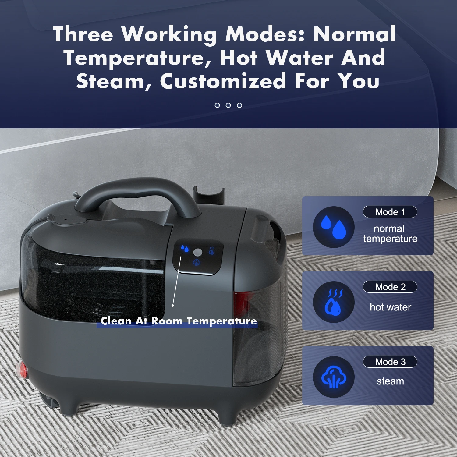 Portable Wet and Dry Vacuum Sofa Carpet Cleaner Household Upholstery Fabric Washing Steam Spill Spot Cleaner