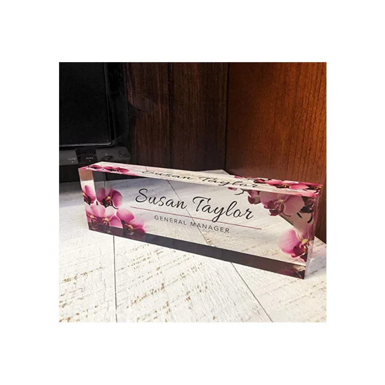 Именная табличка для офисного стола индивидуальная напечатанная на прозрачном акриловом стеклянном блоке премиум-класса уникальные дизайнерские именные таблички письменных столов аксессуары