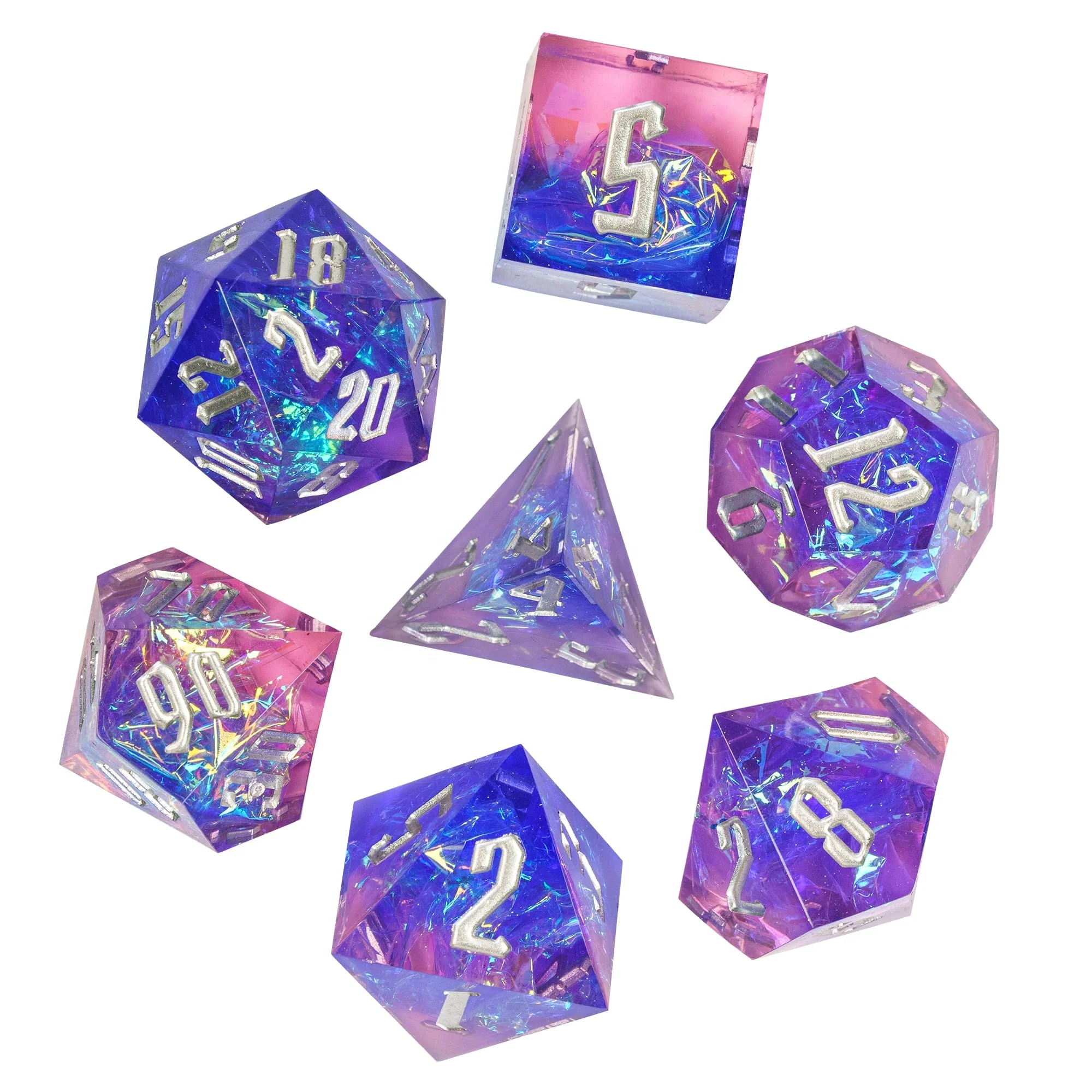Udixi Custom Transparent Glitter Paper Resin Dice Dungeons and Dragons DND RPG board game Dice Set