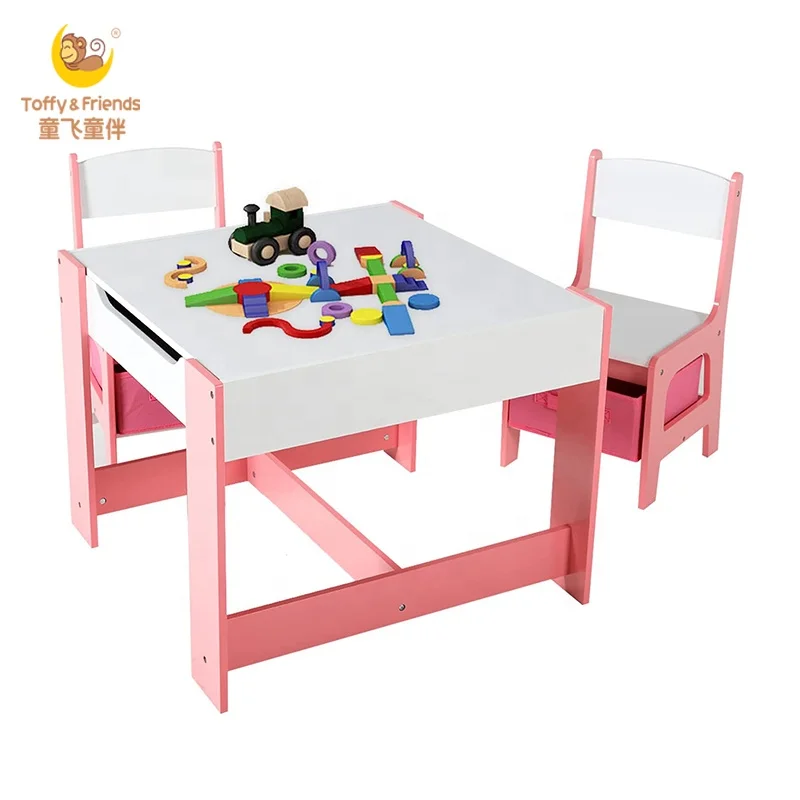 Toffy & Friends kids furniture children table chair wooden functional play table chairs set with storage space