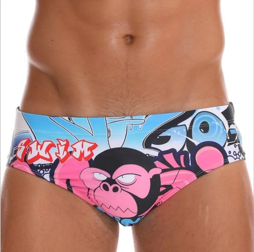 Custom made mens briefs swimming shorts low waist swimming trunks
