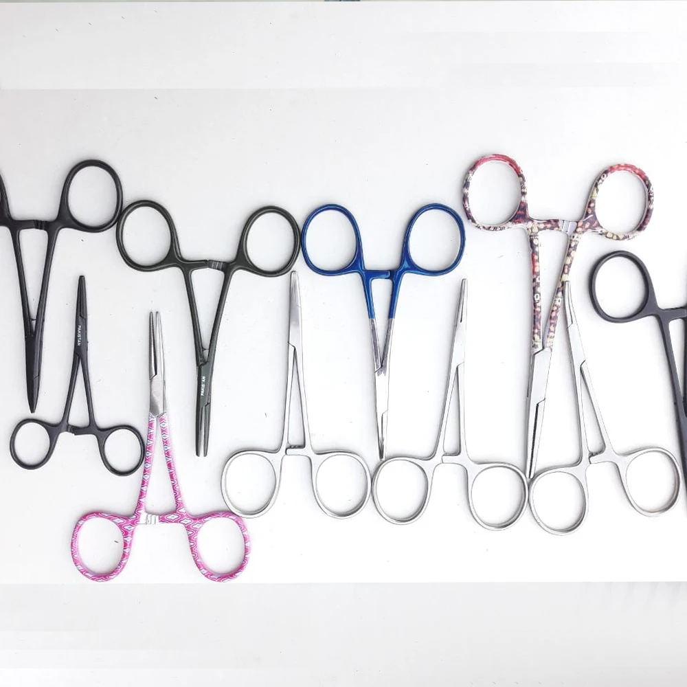 Wholesale OEM Homeostatic Forceps Stainless Steel Custom Logo Fly Fishing Locking Straight Hand Tool Fishing Forceps / Clamps