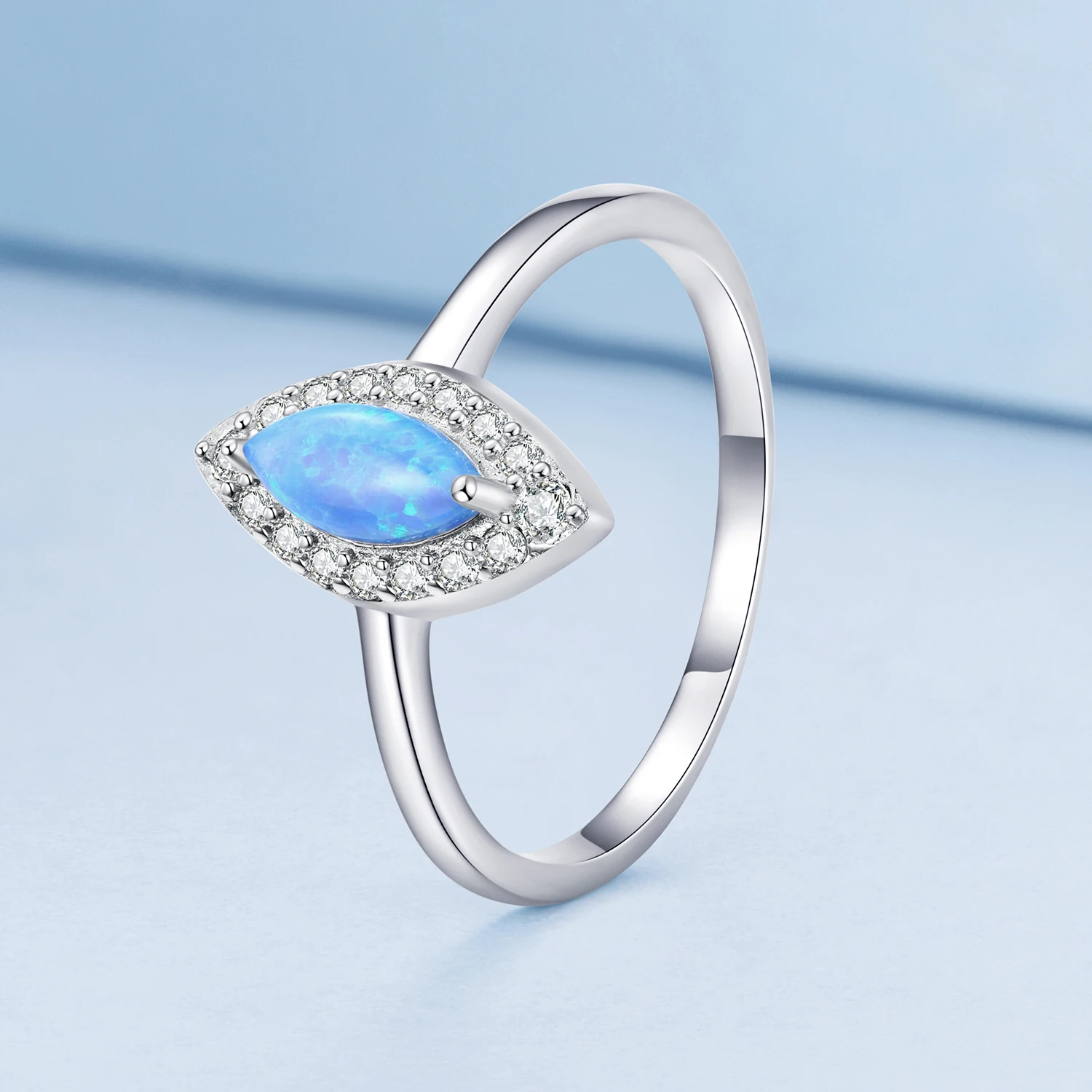 925 Sterling Silver Rings Blue Evil Eye Rings Blue Opal Rings