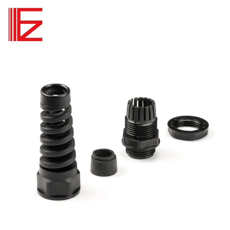 IP68 Waterproof M12 PG7 Plastic Cable Gland Connector Plastic Flex Spiral Strain Relief Protector for 3.5-6mm Wire Thread