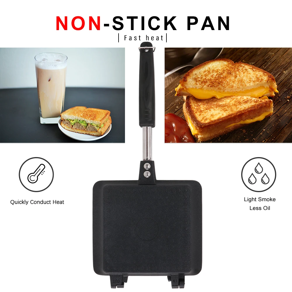 Aluminium Alloy Toster Grill Sandwich Maker Handle Press Nonstick Breakfas Toaster Sandwich Maker