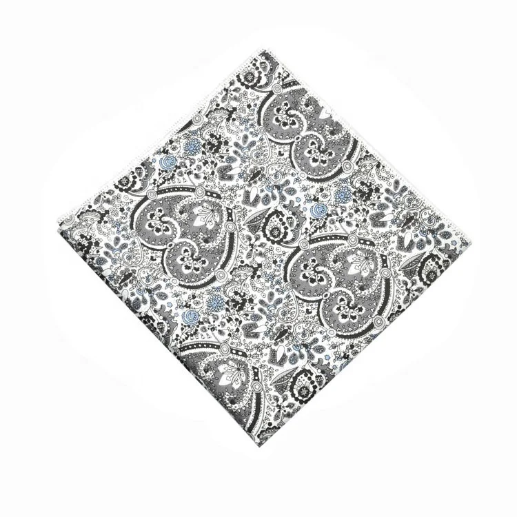 fancy new fashion mens black and grey cotton hanky handkerchief