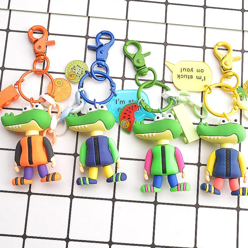 
Cute Down Jacket Crocodile Cartoon Doll Key Chain With Words Car Colorful Key Ring Bag Pendant Jewelry For Unisex Dropshipping 