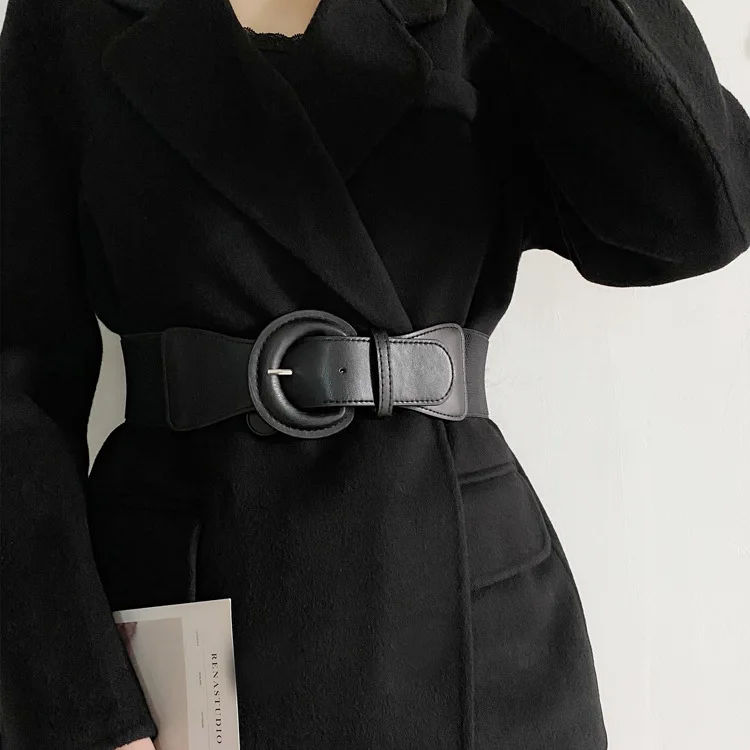 Women Fashion Leather Wide Belts For Coat Dress Decoration Vintage Ceinture Femme Pin Buckle Waist Seal Belt For Ladies