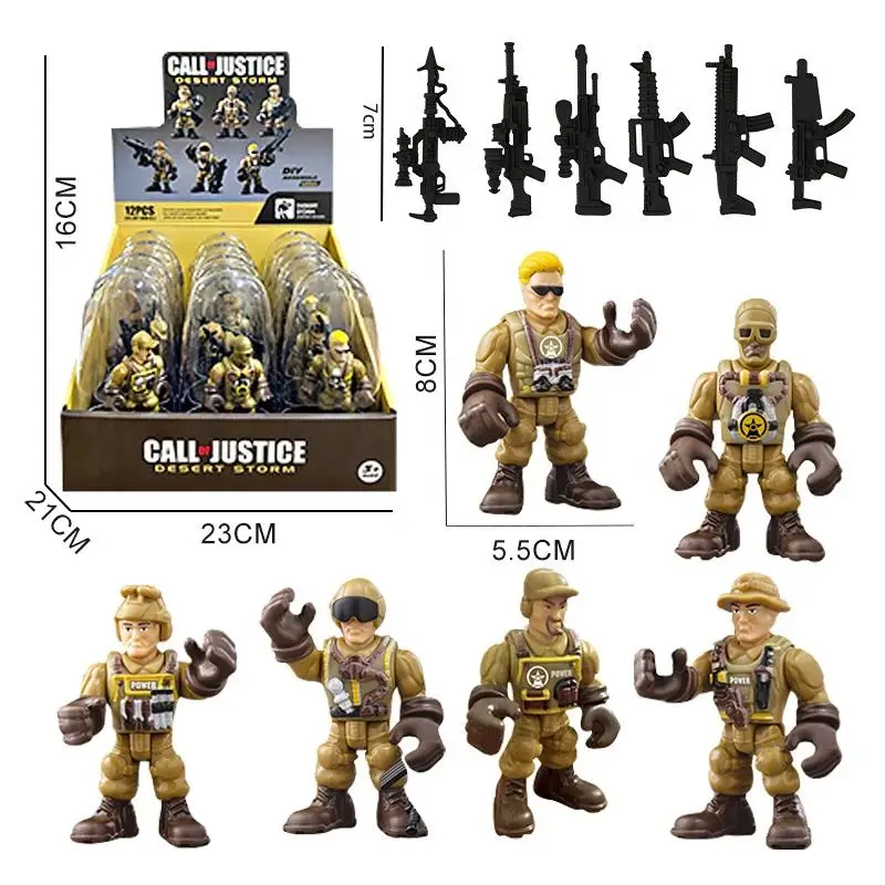 3-Inch Army Men Action Figures - 4-Color Assemble Soldier Toys with Accessories Miniature Military Play-set for kids 3+