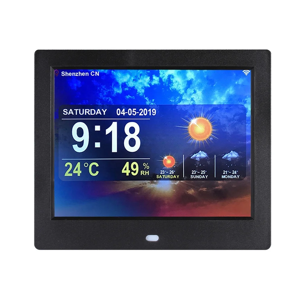 Offanguage 8 inch square digital photo frame with whether station