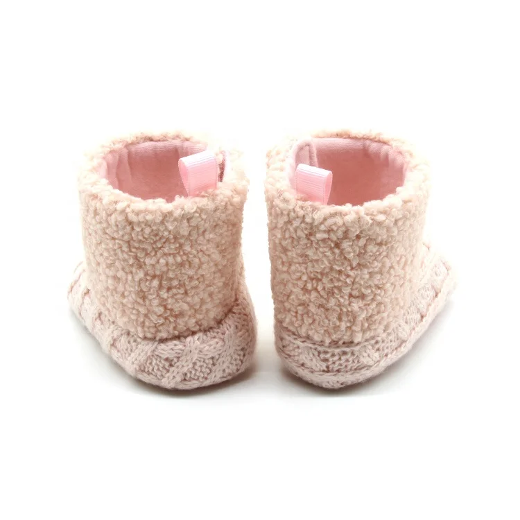 Newborn baby girls lamb wool snow boots