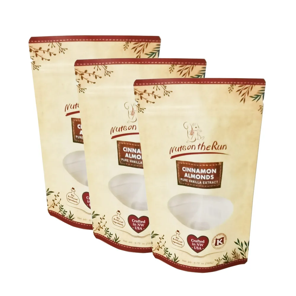 High Quality Custom Design Snacks Pistachio Almond Nuts Candy Packaging Bag With Hanging Holes
