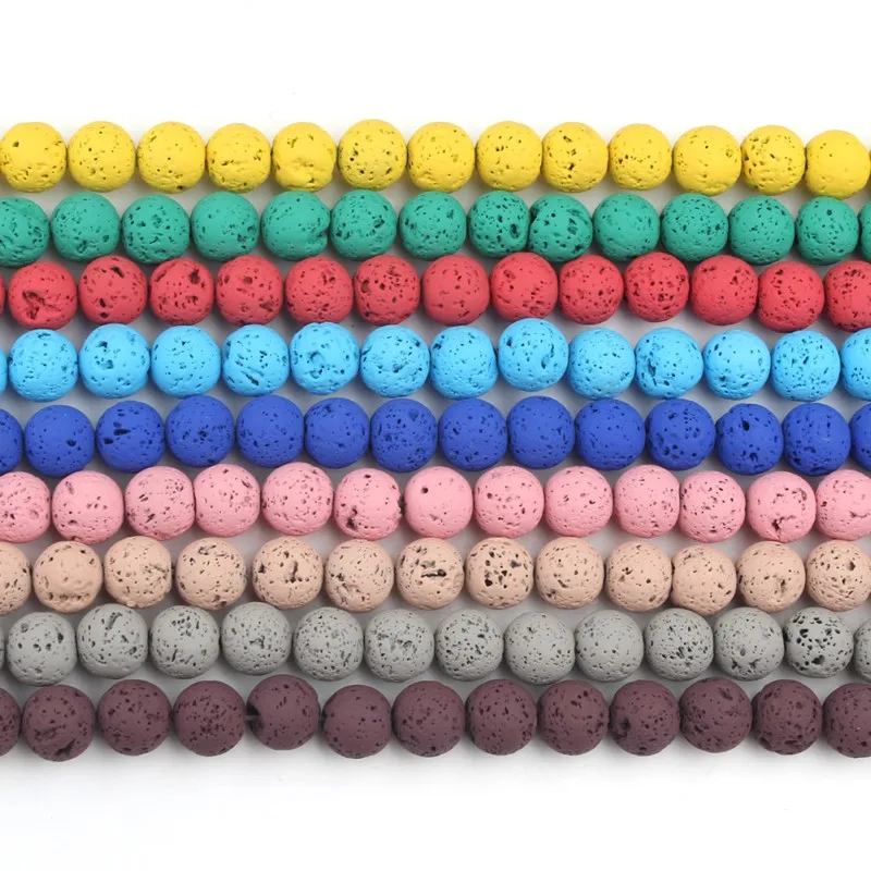 Wholesale Black Rubber Lava Stone Beads 4/6/8/10MM Volcanic Rock Round Loose Beads for Jewelry Making