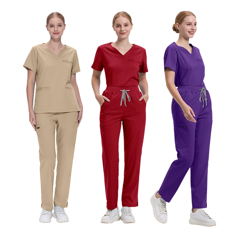 2024 Anti Wrinkle Cotton Fabric Custom Logo Medical Doctor Suit Fit Jogger Hospital Uniforms Nurse Scrub Sets For Men and Women