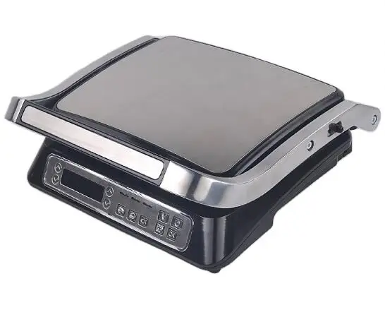 High power 2000W Kitchen electric grill panini plates non stick surface LCD displayer touch contact grill