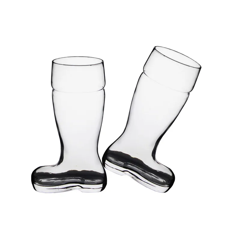 Unique hand blowh clear 1400ml lead-free crystal shoe beer glass 48oz huge beer glass with OEM decal logo