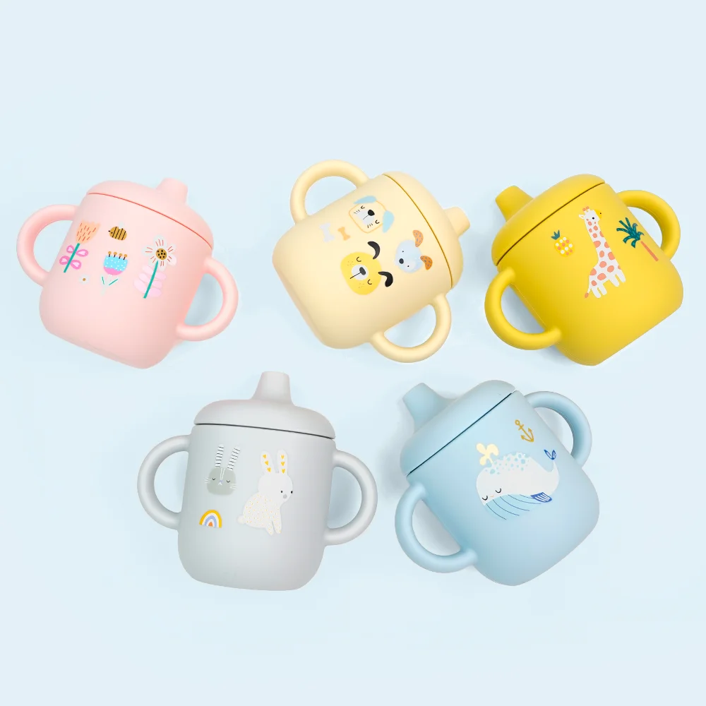 Toddler Cups Baby Cup Spill Proof and Non-Slip Handles Easy-to-Suck Soft Silicone Sippy Toddler Cup