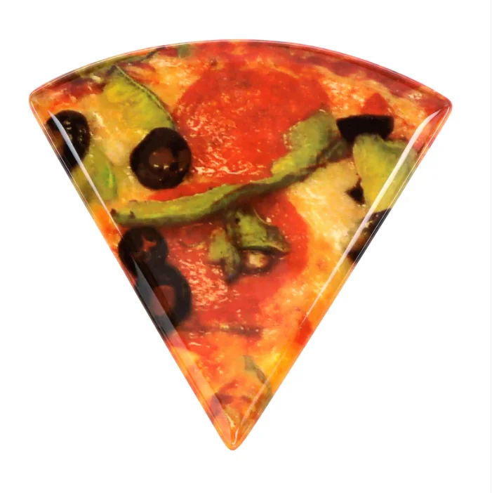 Light weight high performance triangle shaped pizza plate with custom design melamine snack plate