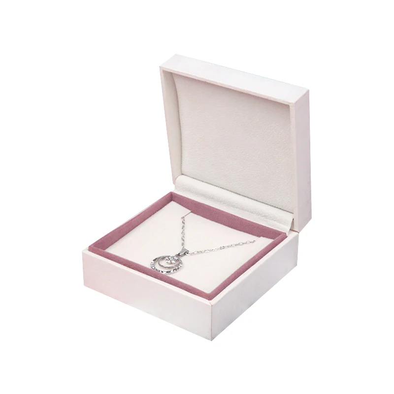 Simple Custom Logo White Special Paper Velvet Lining Jewelry Box Pendant Necklace Jewelry Packaging Gift Box