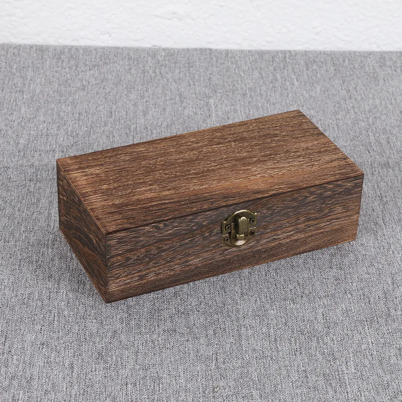 Custom LOGO Decorative Storage Box Wooden Ring Jewelry Box Wood Box With Hinged Lid