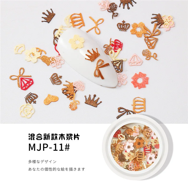 Nail Art 3D Christmas Ornaments Sequins Wood Pulp Tablets Snowflake Santa Mixed Decoration
