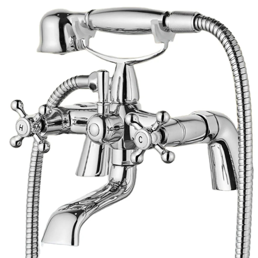 Beelee BL0221 Traditional Bath Shower Mixer Chrome Solid Brass UK Bath Filler Tap