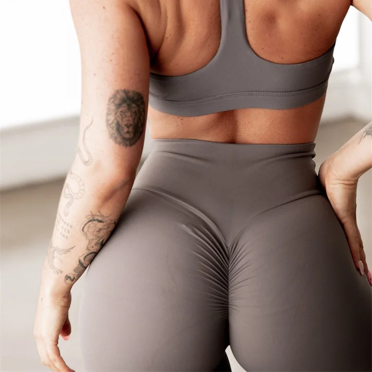 Custom Athletic Wear Workout Gym Set Scrunch Butt Fitness Leggings Compression Yoga Clothes For Women