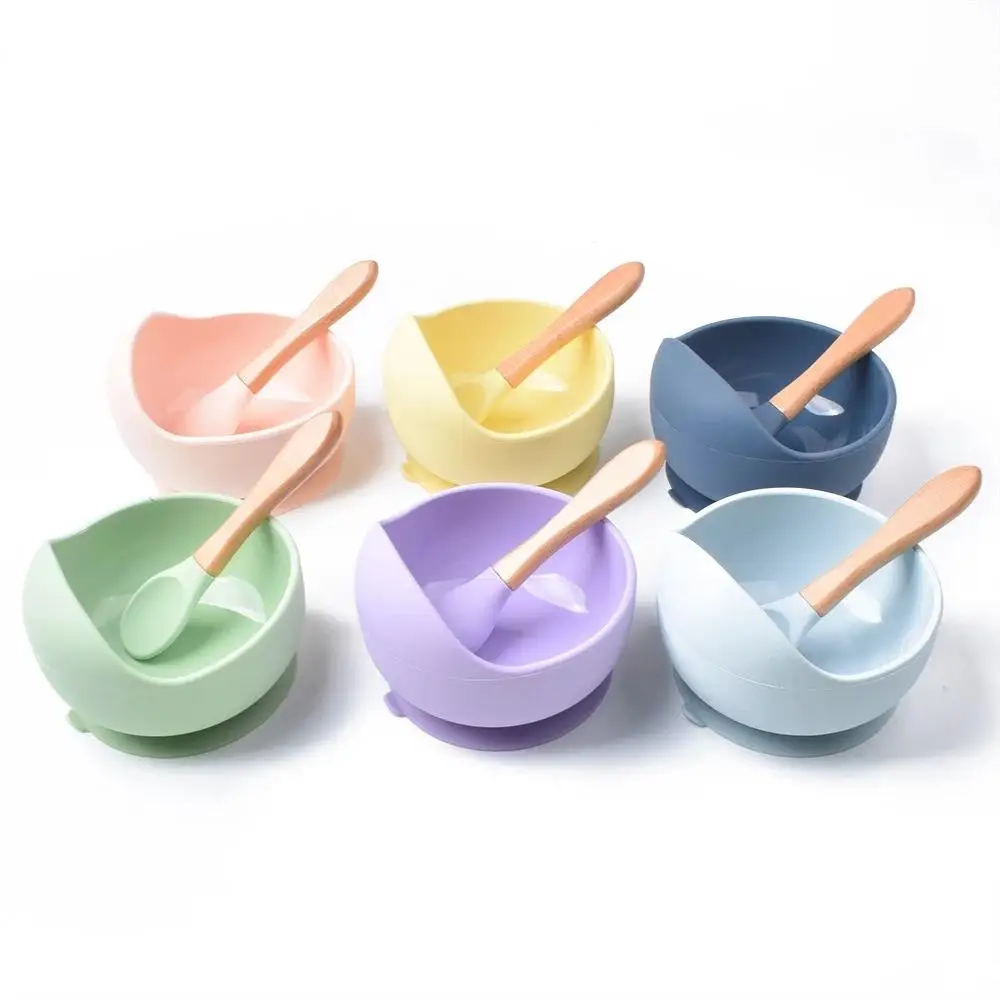 Custom Resistant Collapsable Silicone Feeding Toddler Babies Bowls For Baby Kid With Bendable Spoon And Fork Set Free Shipping