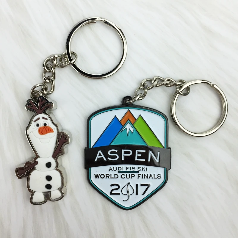 Custom shaped metal nickel plated enamel glitter colorful filled kawaii horse unicorn keychain