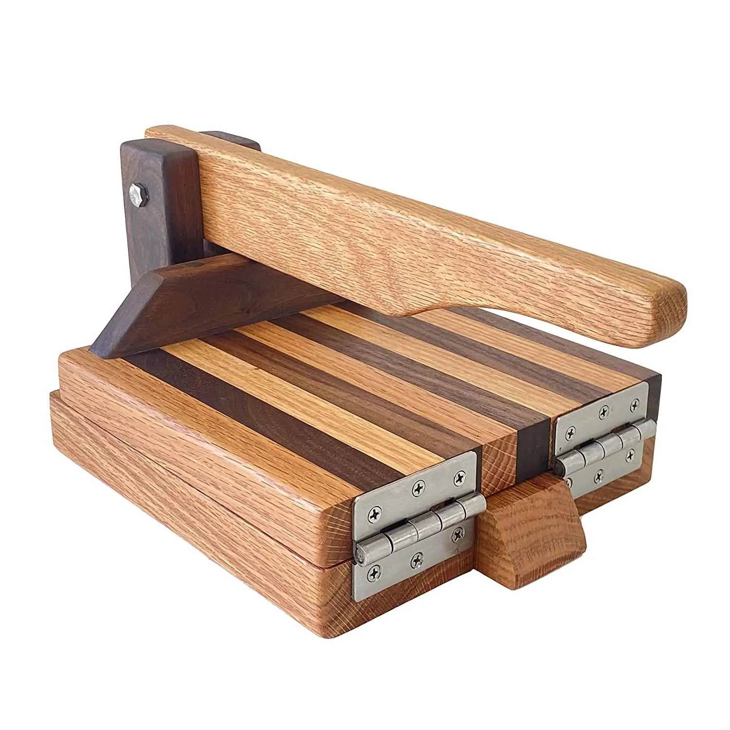 Red Oak & Walnut Hardwood Tortilla Press Dough Pressing Tool for Homemade Tortillas Biscuits Donuts Dough